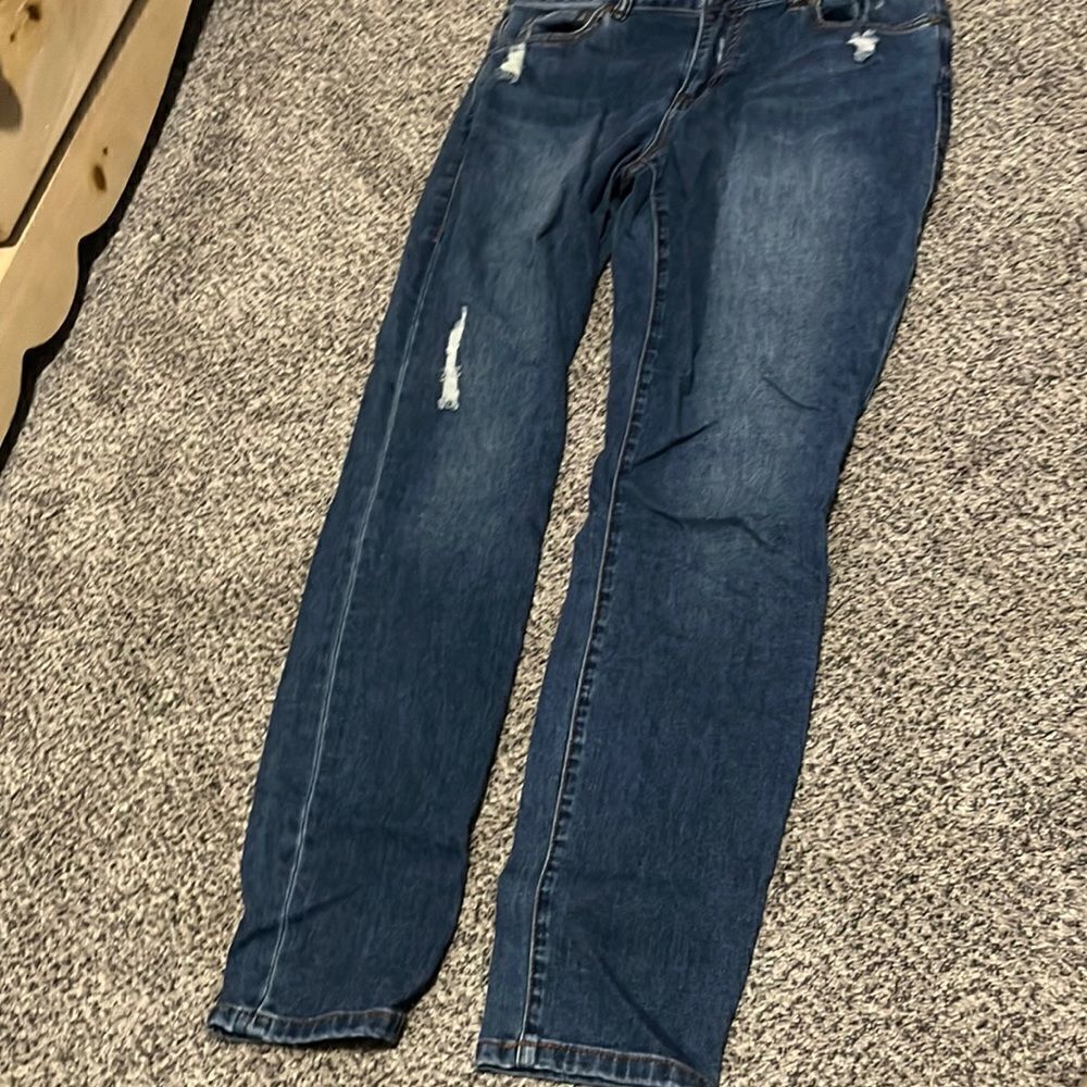 Cabi - Curvy Skinny Distressed Blue Jeans - 10